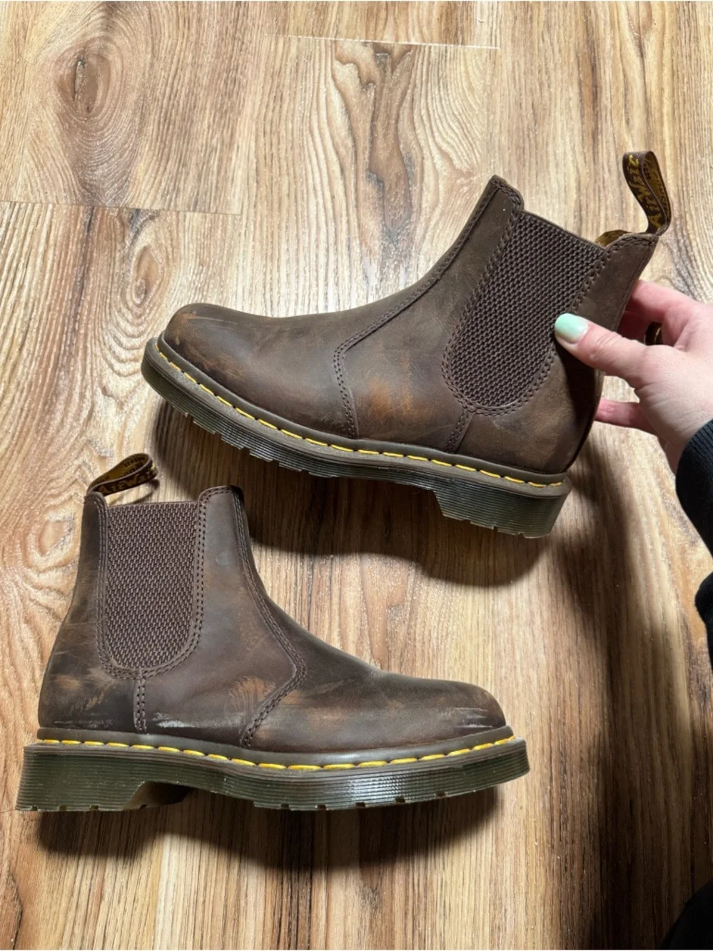Dr. Martens Yellow Stitch Crazy Horse Leather Chelsea Boots - Picture 2 of 7